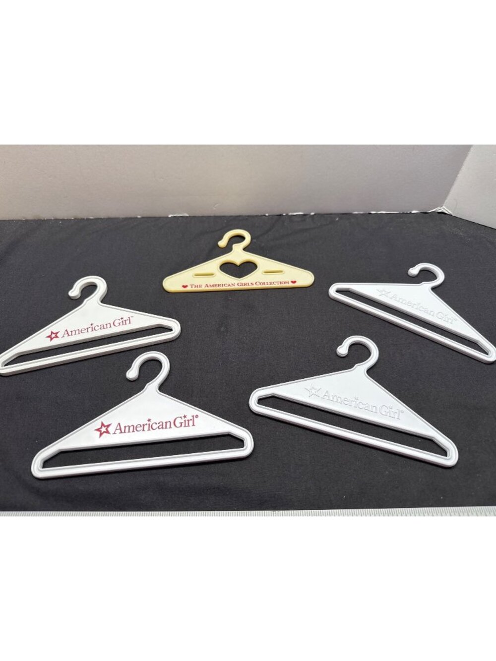 Set Of 5 Vintage American Girl Doll Hangers With Logo Design Includes Heart Cuto